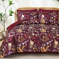 Yiran Queen Comforter Set 7 Piece, Burgundy Floral Bedding Set, Bed in a Bag by Yiran