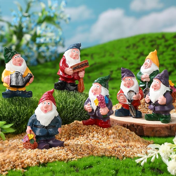 Unittype 19 Pcs Gnome Garden Accessories Tiny Fairy Gnome Figurines Miniature - Image 4