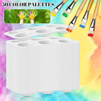 50 PCS White Plastic Watercolor Palette, 6 Well Rectangular Paint Palettes - Image 4