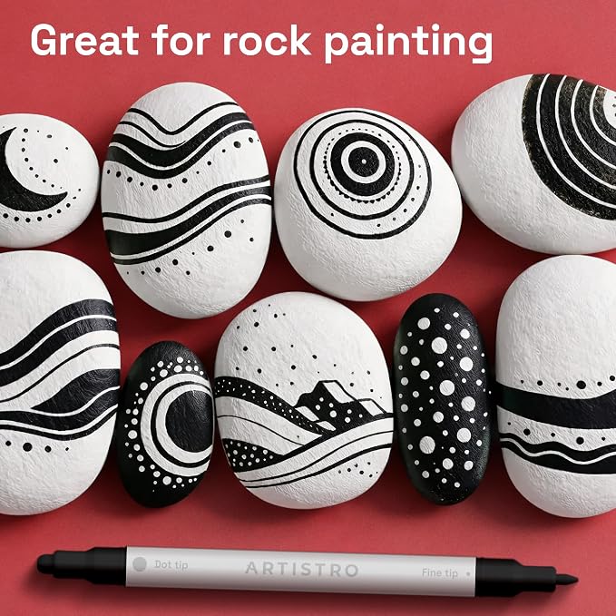 ARTISTRO 12 Black Dual-Tip Acrylic Paint Markers – Paint Pens Set - Image 7