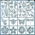 Zonon 16 Pieces Stencils for Painting, Reusable Large Butterfly Hummingbird by Zonon