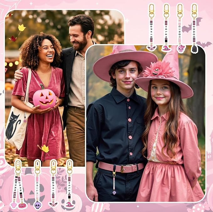 Tondiamo 2823 Pcs Pink Halloween Bead Keychain DIY Craft Making Kit Key Ring - Image 7