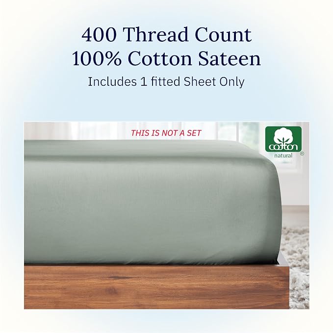 California Design Den Full Fitted Sheet, Deep Pocket Soft 400 Thread Count 100% - Image 3