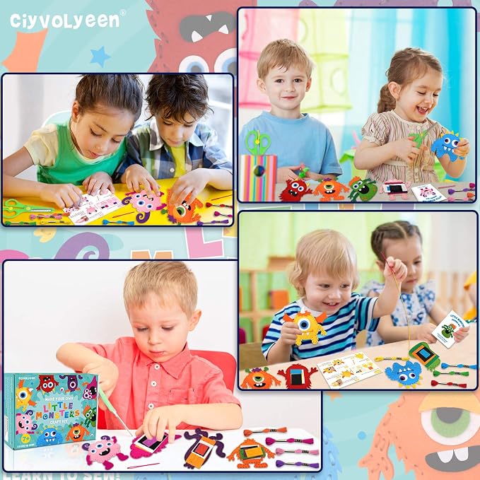 CiyvoLyeen Kids Sewing Kit Crafts– Little Monsters Felt Plush DIY Craft Adopt A - Image 2