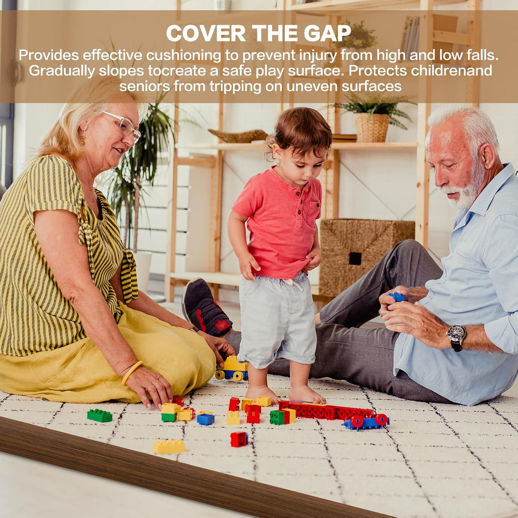 Floor Transition Strip Vinyl Door Threshold Ramp Self Adhesive Carpet Edging Strip Doorway Edge Trim, Overlap Edge Reducer for Laminate Carpet, Floor, Tile (Brown Wood Grain, 2/5" to 3/5", 10Ft)