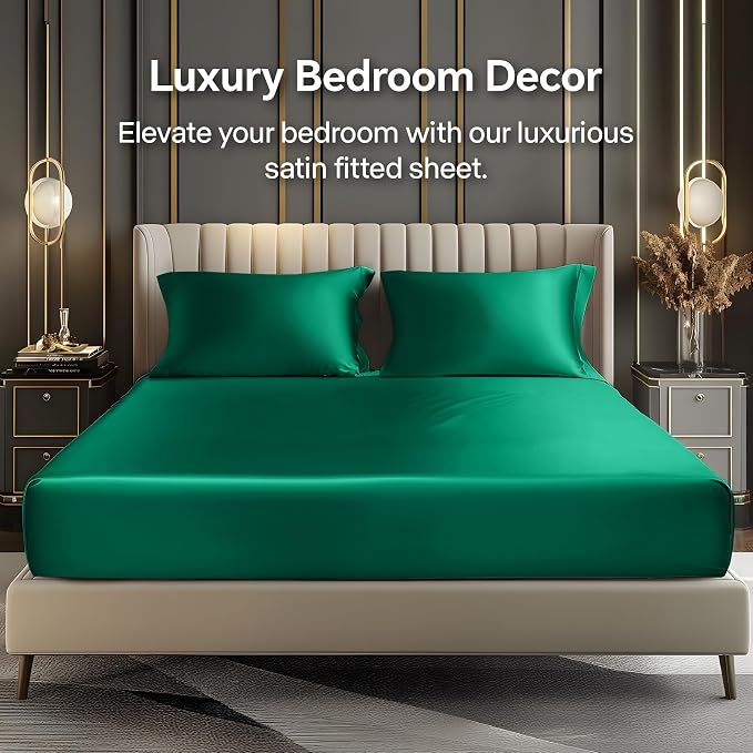 BEDELITE Satin Fitted Sheet and Pillowcase Set, Luxury Soft Similar to Silk - Image 2