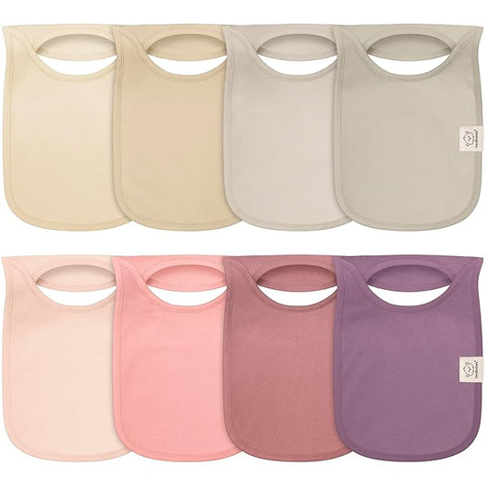 8-Pack Baby Bibs for Boys, Girls - Pullover Bibs for Drooling Teething Baby Girl & Boy Toddler, Newborn, Soft & Absorbent, Cute Colors, Large Torso Coverage Keep Infant Clean & Dry (Dahlia)