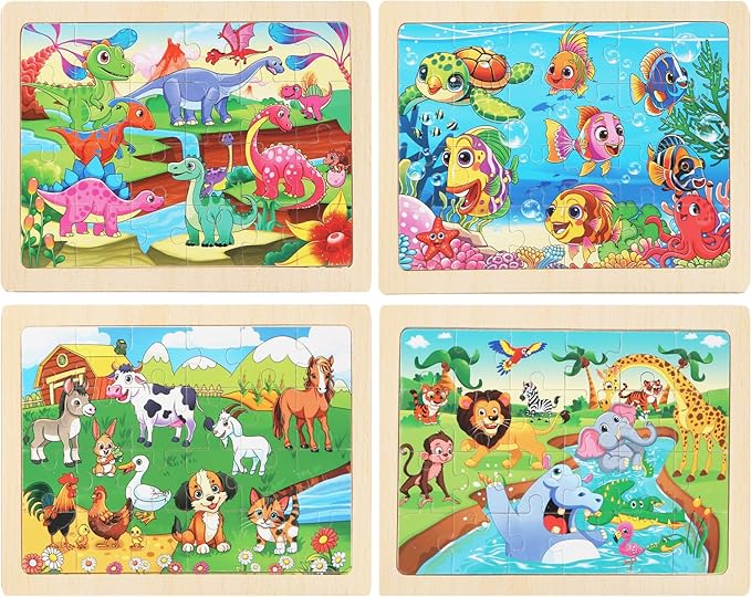 Puzzles for Kids Ages 4-6, 4 Packs 24 Piece Wooden Jigsaw Puzzle for Toddlers - Image 2
