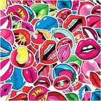 Colorful Art Lips Mouth Expressions Vinyl Stickers Pack 50pcs by rabowa