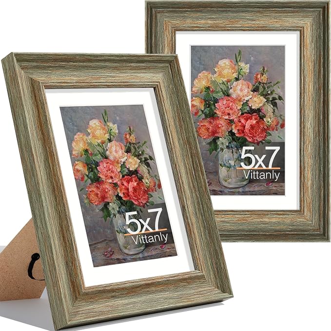 Vittanly 5x7 Picture Frames Set of 2, Ornate Vintage Photo Frame by Vittanly