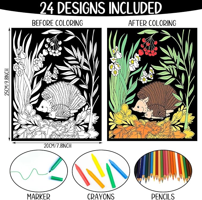 Zhanmai 48 Pcs Animals Velvet Coloring Posters Felt Pages to Color Animals - Image 2