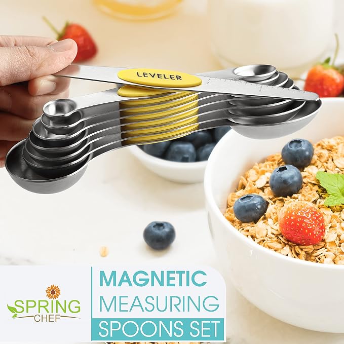 Spring Chef Yellow Stainless Steel Magnetic Measuring Spoons Set of 8 - Image 2