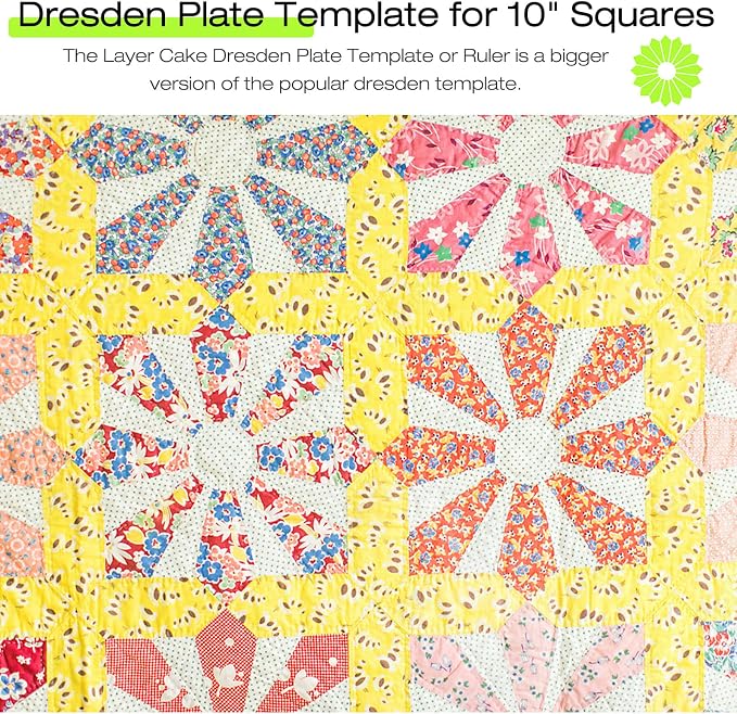 Kigley 3 Pcs Acrylic Trapezium Quilting Template Ruler 10 Inch Dresden Plate - Image 3