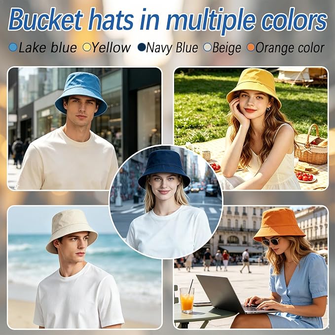 Bucket Hats Bulk Solid Color DIY Blank Hat Bucket Hats - Image 5