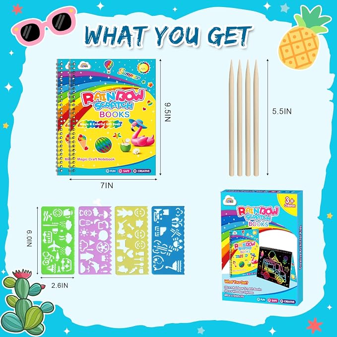 ZMLM Scratch Paper Art-Crafts Gift: 2 Pack Rainbow Notebooks Supplies Toys - Image 7