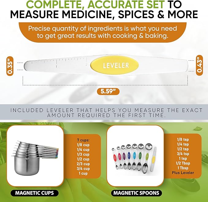 Spring Chef 15 Magnetic Measuring Cups & Spoons Set - Image 6