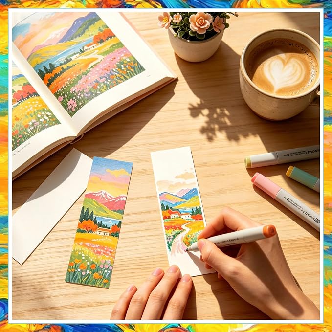 40-Set Bookmark Making Kit, 300GSM Blank Cardstock, 10 Spare Practice Cards - Image 5