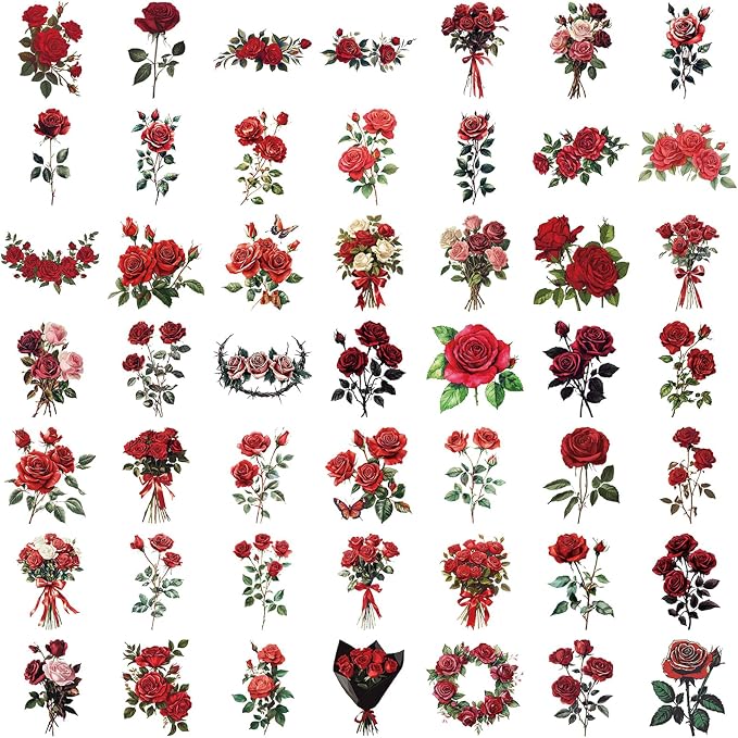 Transparent Flora Scrapbook Stickers Aesthetic Flowers Stickers | Transparent & - Image 2
