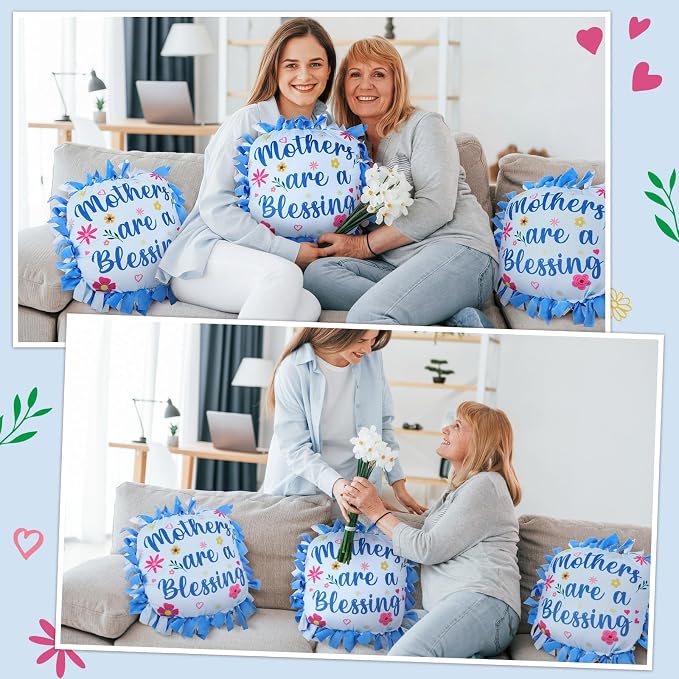 Chunful 6 Sets Christmas Fleece Tied Pillow Craft Kits Mothers are a Blessing - Image 5
