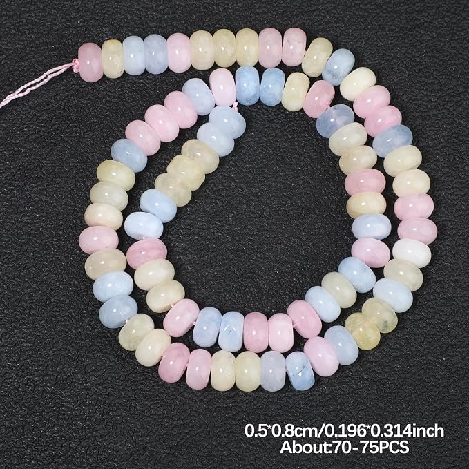 Songxi 5x8mm Natural Mixed Color Stone Rondelle Beads, Gemstone - Image 2