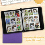 GERMUN 3 Ring 9 Pocket Zipper Card Binder, 720 Double Sided Standard PU Trading - Image 8