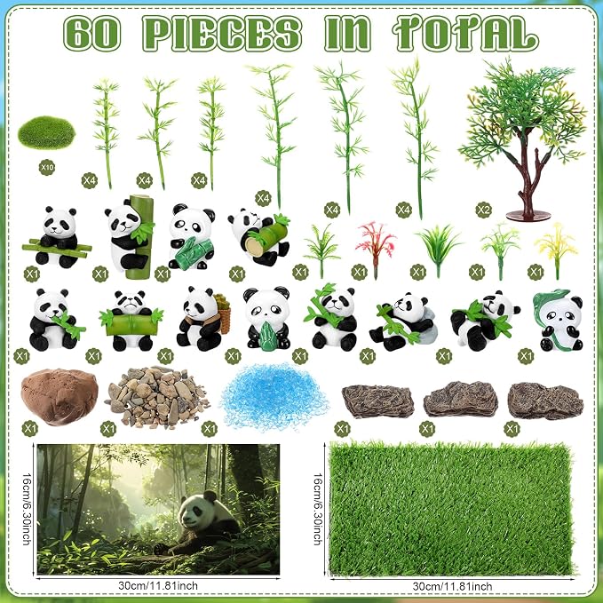 Teyva Daily 60 Pcs Panda Diorama Kit Habitat Project Box Set Bamboo Forest - Image 3