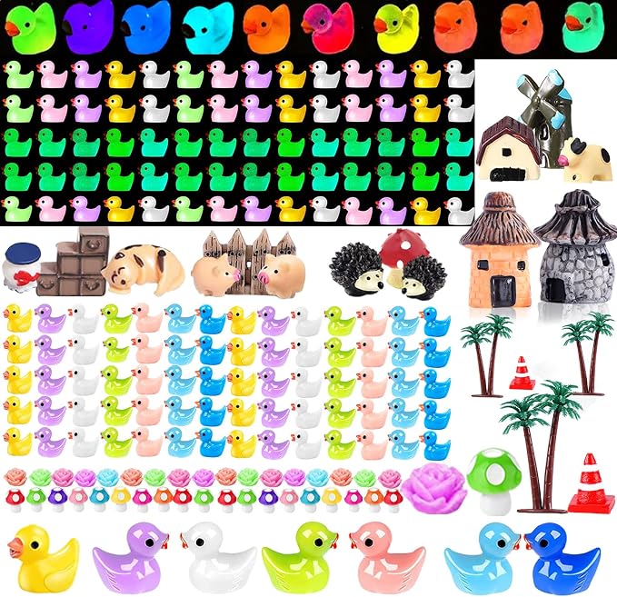 CHAKANLX 200 Pieces Fairy Garden Accessories, Mini Resin Ducks, Fairy Garden Kit by CHAKANLX