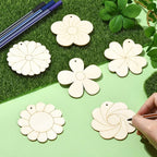 60 pcs 6 Styles Spring Flower Theme Undyed Wood Cutout Charms Sunflower Cherry - Image 5