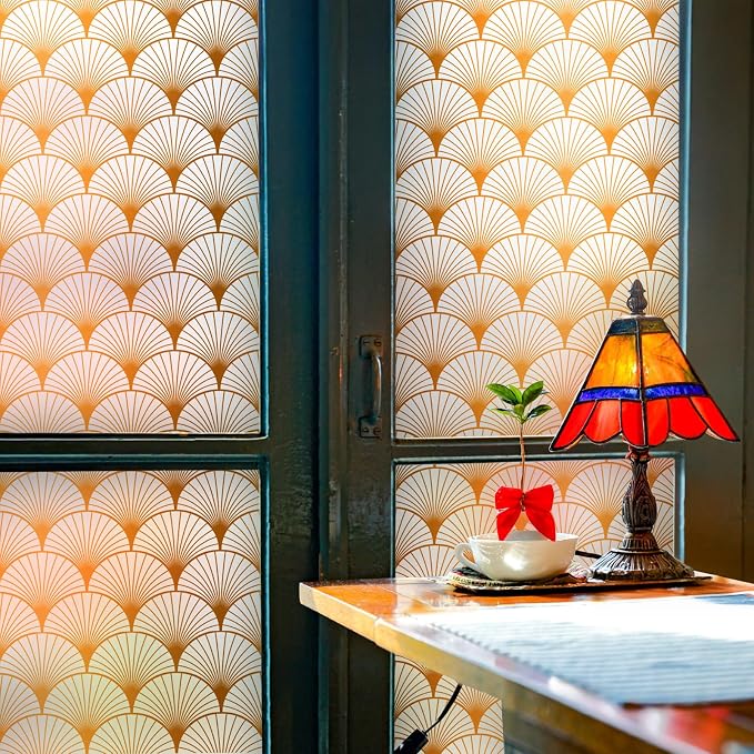 DKTIE Geometric Art Stained Glass Window Film Bathroom Window Privacy Film by Dktie