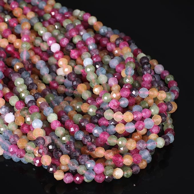 3mm 120pcs Colorful Tourmaline Tiny Gemstone Beads by SongXi