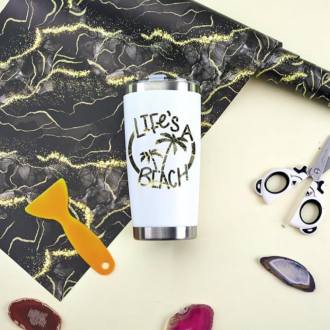 Tintnut Marble Permanent Vinyl Roll 12" x5ft Black Gold Adhesive Vinyl | - Image 7