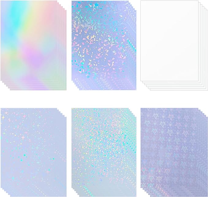 36 Sheets Holographic Sticker Paper Holographic Clear Vinyl Self Adhesive by VINYLSTICKERPAPER