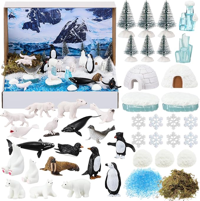 Teyva Daily 48 Pcs Arctic Animal Diorama Kit Habitat Project Box Set Arctic by Unknown