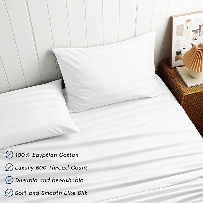 Cotton Flat Sheets Only, 600 TC 100% Cotton Flat Sheet Top Sheet Only, Full - Image 2