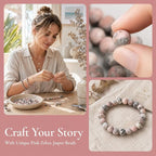 36pcs Natural Matte Pink Zebra Gemstone Beads，10mm Frosted Round Loose Stone - Image 3