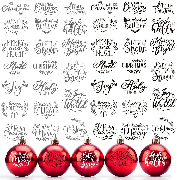 40 Pieces Christmas Word Stickers by Huahui