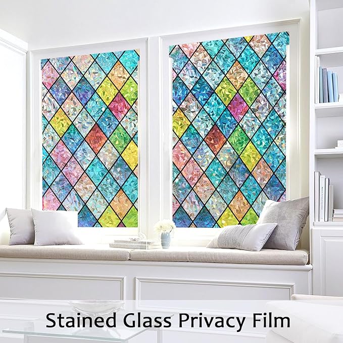 Window Privacy Film, Static Cling Stained Glass Window Film Decorative - Image 4