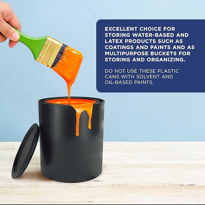 Master Elite 1 Quart Empty Plastic Paint Can Bucket, 32 fl. oz. All-Plastic - Image 5