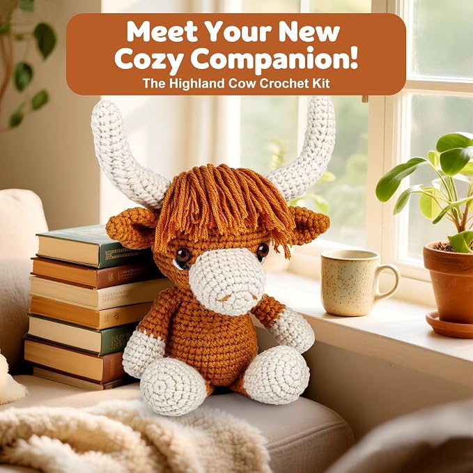 Faircosy Learn to Crochet Beginner Kit: All in One Highland Cow Crochet DIY Kit - Image 9