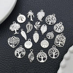 WOCRAFT 60pcs Bright Silver Tree Leaf Charms Bracelet Charms - Image 3
