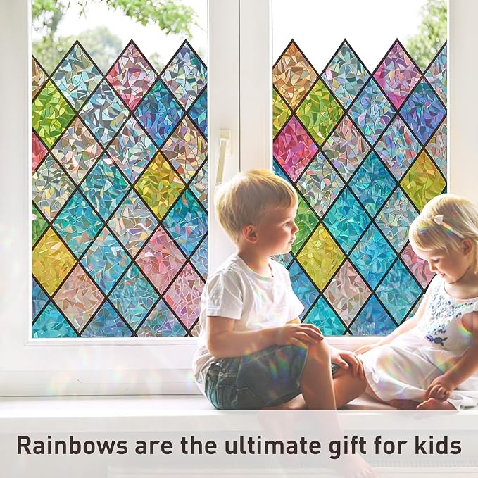 Sunbaby Window Privacy Film Stained Glass Decorative Rainbow Window Cling 3D - Image 9