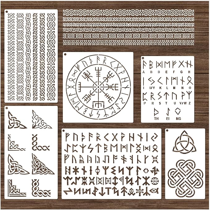 Runes Stencils for Painting on Wood Stones Reusable Celtic Border Ancient by Yhslmh