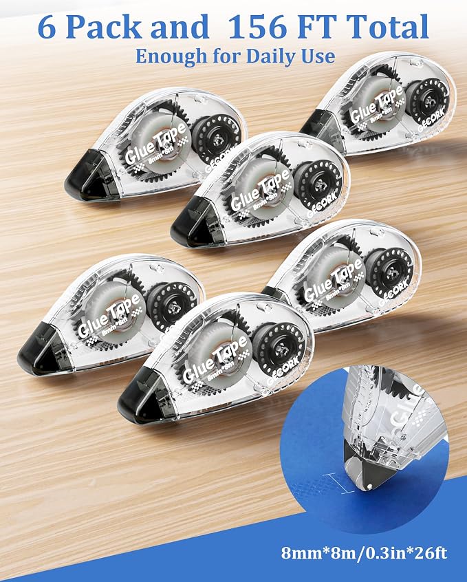 Gecork 6 Pack Double Sided Glue Tape Roller, Quick Dry Strong Adhesive - Image 5