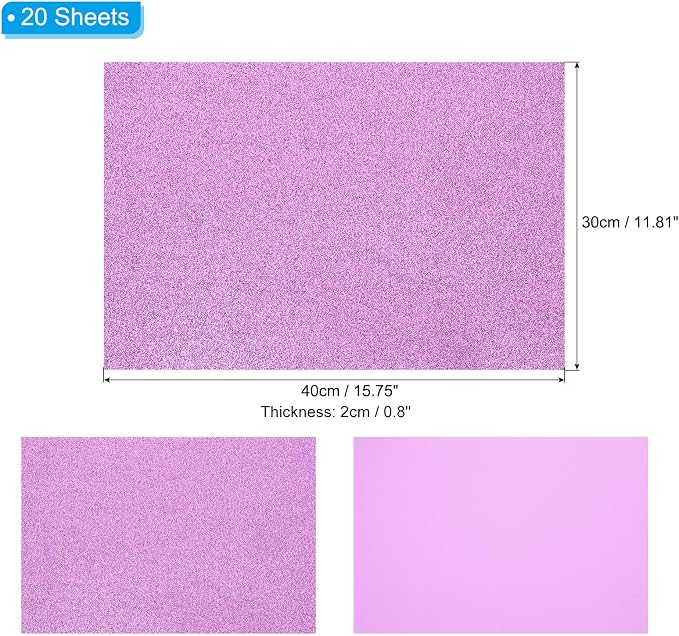 PATIKIL 20 Sheets 2mm Glitter Foam Sheet - Image 2