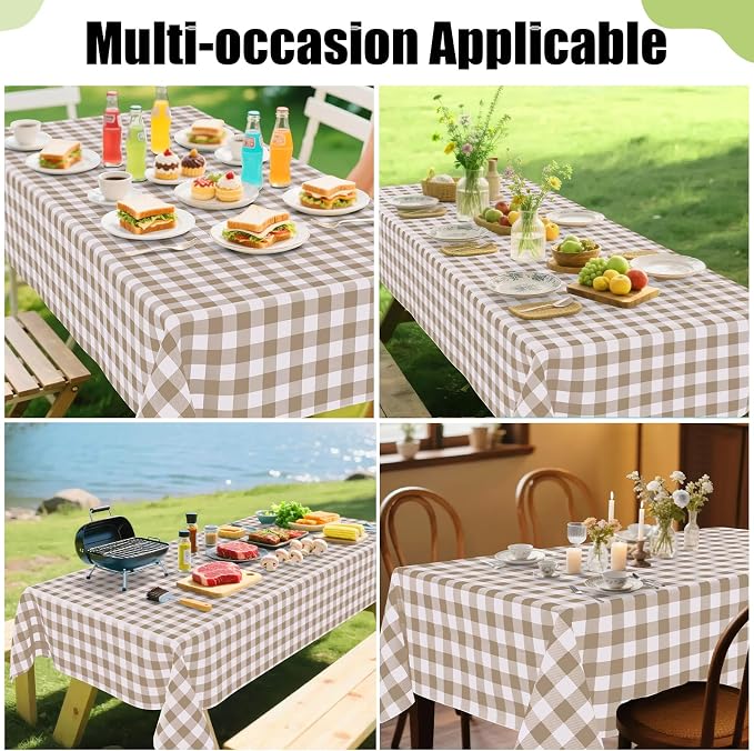 Smiry Rectangle Table Cloth, Waterproof Vinyl Tablecloth - Image 6