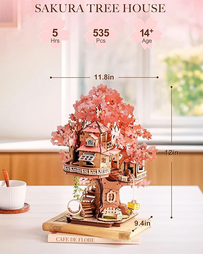 Rolife DIY Miniature House Kits Sakura Tree House 12" 3D Wooden Puzzles - Image 6