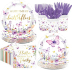 168Pcs Butterfly Bridal Shower Supplies A Lifetime of Butterflies Plates by Greencian