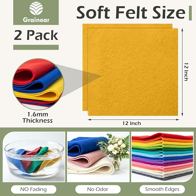 Gold Soft Felt Sheets for Crafts, 1.6mm Thick, Handmade Crafts, DIY Projects - Image 3