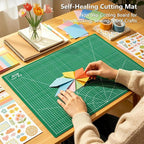 ArtAt Self Healing Cutting Mat: 18″x 24″ Green Double Sided, Non-Slip 5 Layers - Image 4