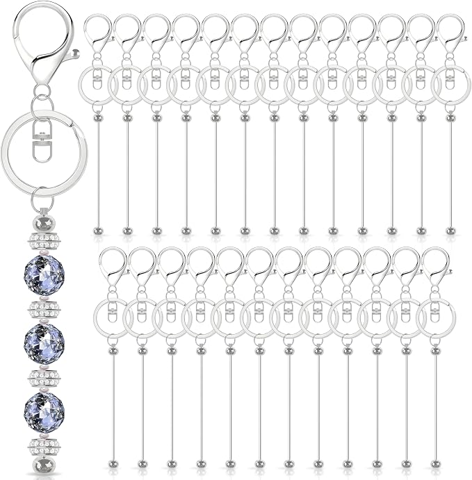 Mlife 25 Pcs Beadable Keychain Bars, Blanks Bead Keychain Making Kit, Bulk by Mlife